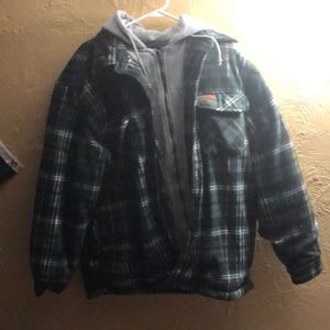 Fleece lined flannel jacket with hood